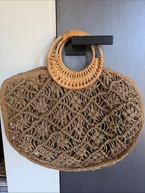 Gorgeous anthropology woven metallic jute bag